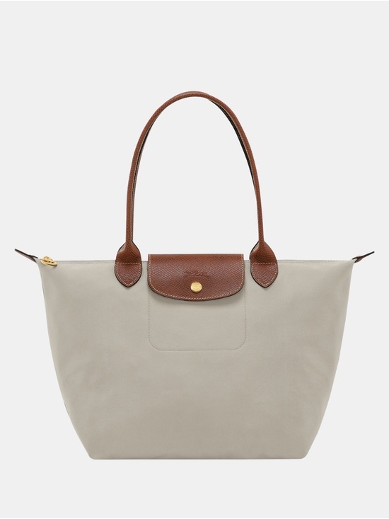 Longchamp Handbags - Longchamp Tote in Light Gray with Brown Leather Trim(L Size)